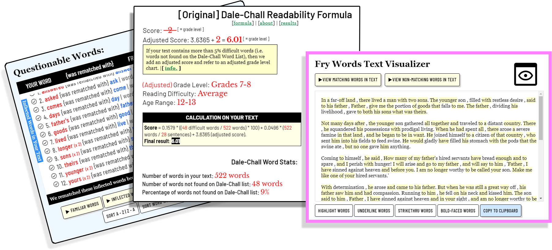 Improved Word-List Readability Formulas