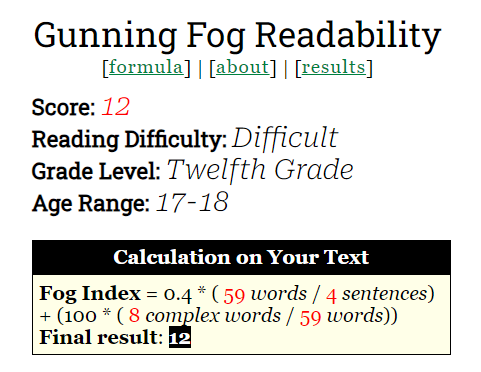 Limitations of the Gunning Fog Index